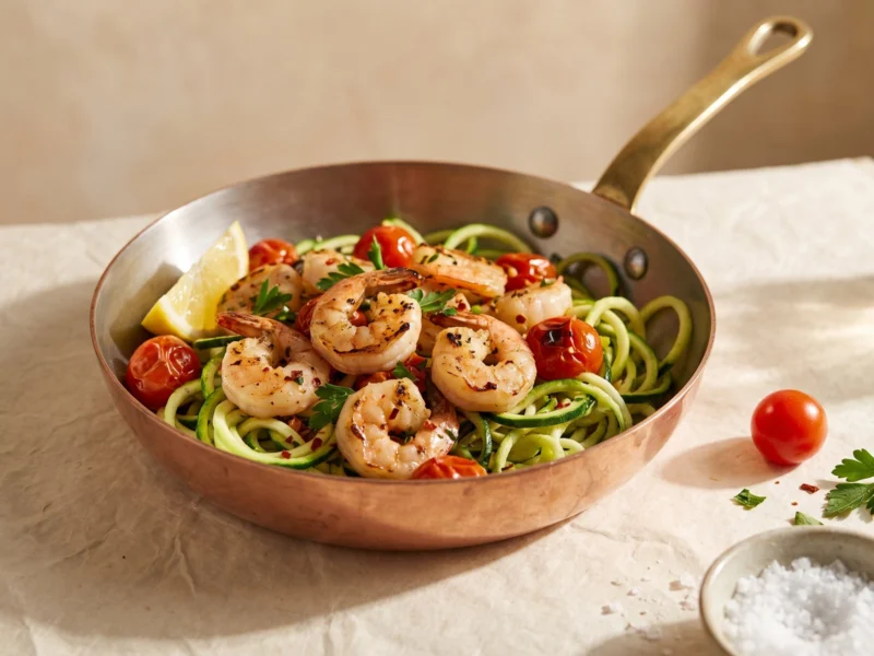 Garlic Prawns with Courgette Noodles — healthy meal delivered across the UAE by Zero Fat Meals
