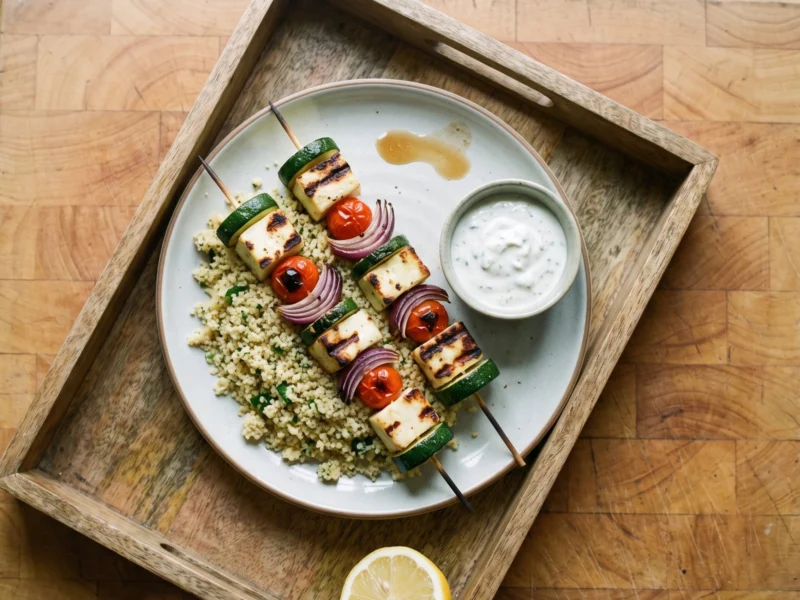 Halloumi & Vegetable Skewers — healthy meal delivered across the UAE by Zero Fat Meals